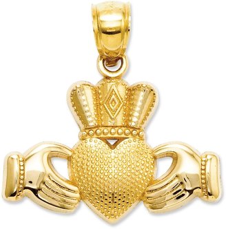 Macy's 14k Gold Charm, Claddagh and Textured Crown Charm
