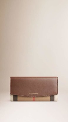 Burberry Leather and House Check Continental Wallet