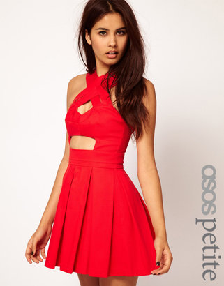 ASOS PETITE Exclusive Skater Dress With Strappy Cut Out Middle