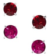 Swarovski Krystal Set of Two Crystal Stud Earrings - Fuschia/red