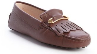 Tod's light brown leather 'Heaven Frangia Spilla' loafers