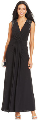 Xscape Evenings Embellished Cutout Ruched Gown