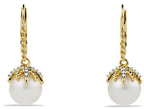 David Yurman Starburst Drop Earrings with Diamonds and Pearls in Gold