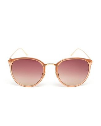 Linda Farrow Round Gold Sunglasses