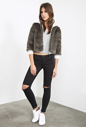 Forever 21 Cropped Faux Fur Coat
