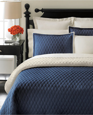 Martha Stewart CLOSEOUT! Collection Solid Diamond Navy Full/Queen Quilt