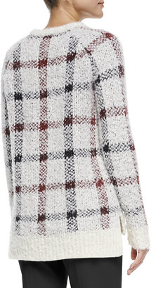 Theory Innis Knit Plaid Pullover Sweater