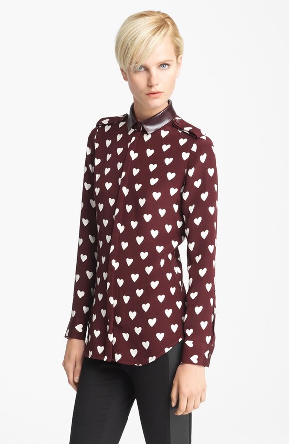 Burberry Heart Print Mulberry Silk Blouse - ShopStyle Long Sleeve Tops