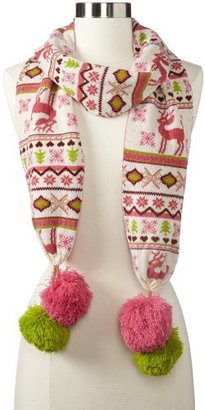 Muk Luks Women's Knit Scarf with Large Poms