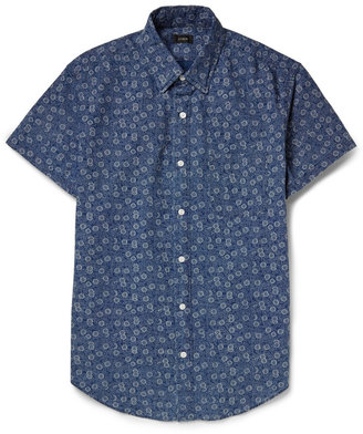 J.Crew Flower-Print Cotton-Chambray Short-Sleeve Shirt
