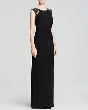 Laundry by Shelli Segal Gown - Studded Slit Shoulder