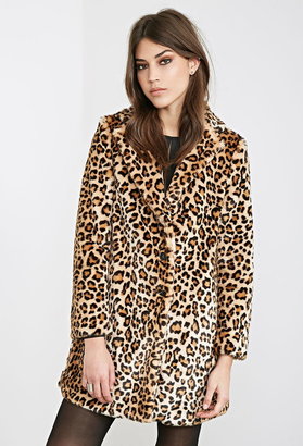Forever 21 Leopard Print Faux Fur Coat