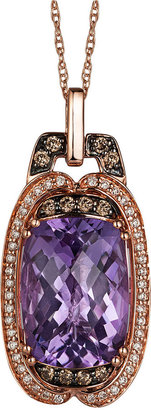 LeVian Amethyst (5-3/4 ct. t.w.), White (1/8 ct. t.w.) and Chocolate (1/6 ct. t.w.) Diamond Pendant Necklace in 14k Rose Gold