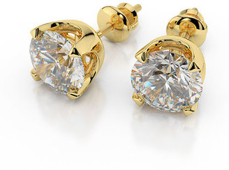 4.00 Ct D/IF Man Made Round Diamond Stud Earrings 14k Yellow Gold Women's