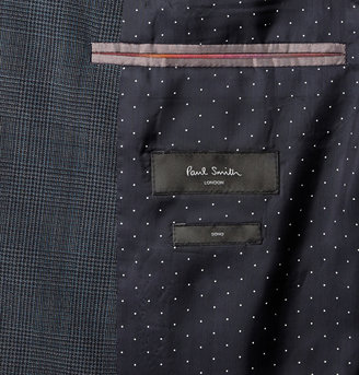 Paul Smith Navy Slim-Fit Prince of Wales Check Wool Blazer