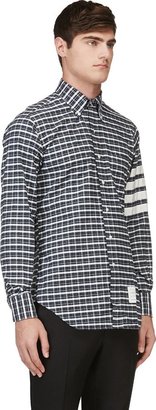 Thom Browne White & Navy Plaid Flannel Shirt