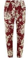 Dorothy Perkins Womens Alice & You Burgundy Floral Trousers- Red