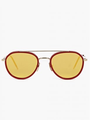 Thom Browne Men's Red TB-801-D Gold Lens Sunglasses