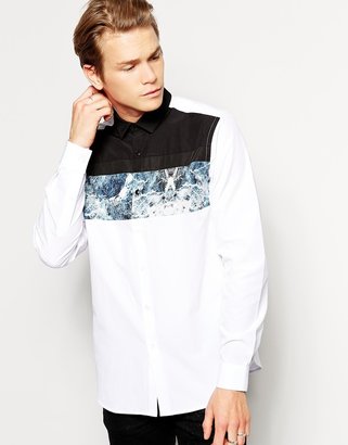ASOS Smart Shirt In Long Sleeve With Cut And Sew Print