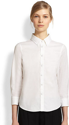 Band Of Outsiders Piqué Cropped-Sleeve Blouse