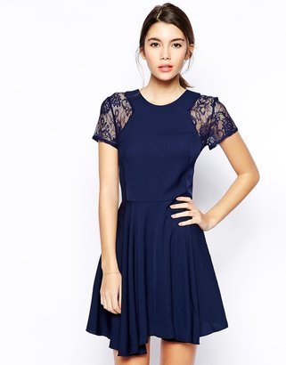 Love Skater Dress with Lace Insert Sleeve