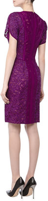 J. Mendel Lace Dress with Organza Overlay, Viola