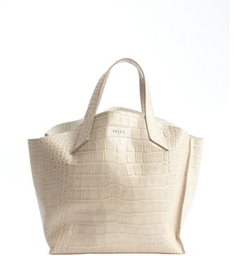Furla pale grey croc embossed leather 'Jucca' shopper tote