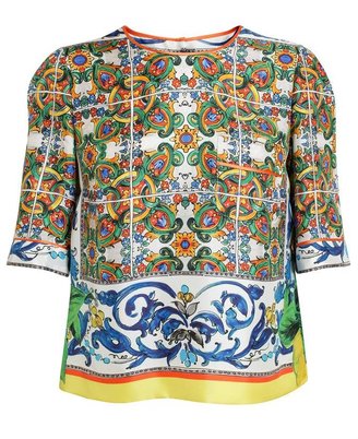 Dolce & Gabbana Watercolour Print Silk Top
