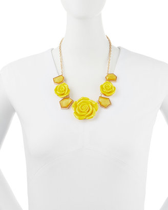 Greenbeads Rose and Geo-Station Necklace, Yellow