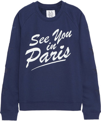 Zoe Karssen See You In Paris appliquéd cotton-blend jersey sweatshirt