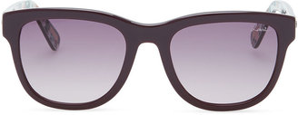 Lanvin Squared Sunglasses with Printed Lining, Burgundy