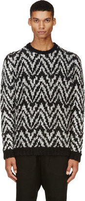 Kris Van Assche Krisvanassche Black & White Chevron Textured Sweater