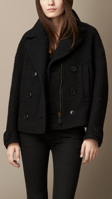Burberry Relaxed Fit Textured Wool Pea Coat