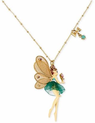 Betsey Johnson Antique Gold-Tone Fairy and Bow Pendant Necklace