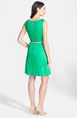 Ellen Tracy Sleeveless Origami Pleat Stretch Cotton Fit & Flare Dress