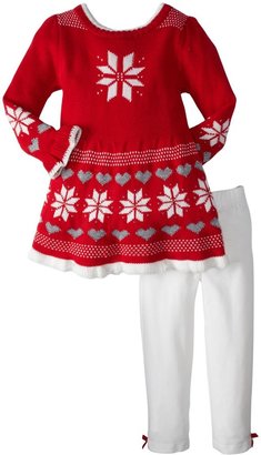 Little Lass 2 Piece Sweater Set (Toddler/Kid) - Red Snowflake-3T