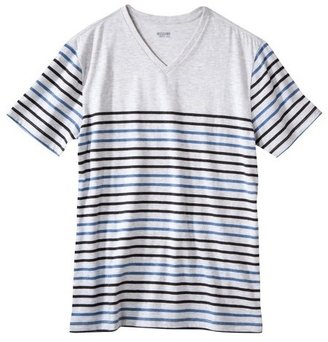 Mossimo BuySeasons Men's Striped V-Neck T-Shirt Silver Springs