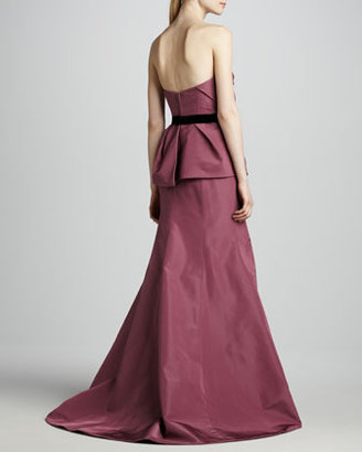 Carolina Herrera Strapless Peplum Gown, Mulberry
