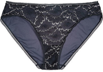Eres Allegorie Litote Metallic Lace And Stretch-jersey Briefs - Navy