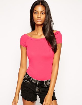 ASOS Top with Bardot Neckline and Short Sleeve