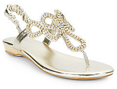 Stuart Weitzman Girl's Crystal Bow-Detail Slingback Sandals