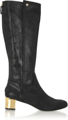 Tory Burch Adaire glossed-suede knee boots