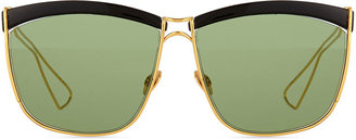 Christian Dior Metal Wire Rectangle Sunglasses, Black/Gold