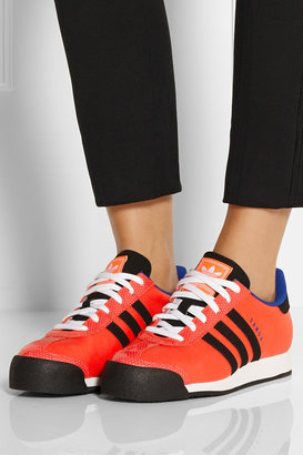 adidas Samoa faux patent leather-trimmed shell sneakers