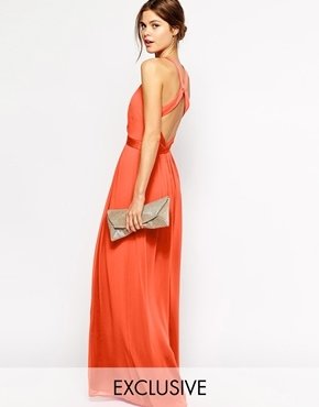 Warehouse Exclusive Strappy Back Maxi Dress - Red