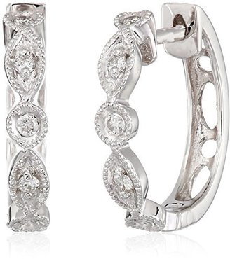 KC Designs Charmed Life" Diamond 14k White Gold Estate Style Mini Hoop Earrings