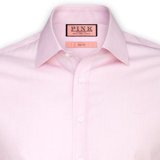 Thomas Pink Vectra Plain Slim Fit Double Cuff Shirt