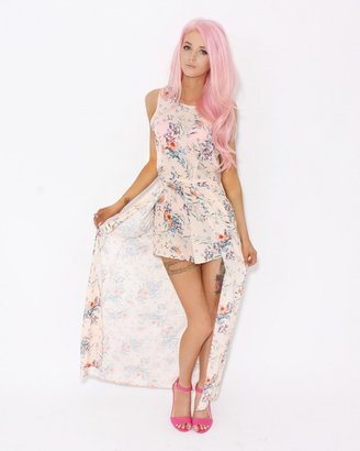 Love Peach Floral Maxi Dress With Underlay Shorts