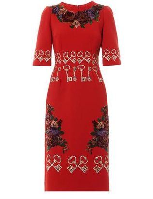 Dolce & Gabbana Flocked and embroidered crepe dress