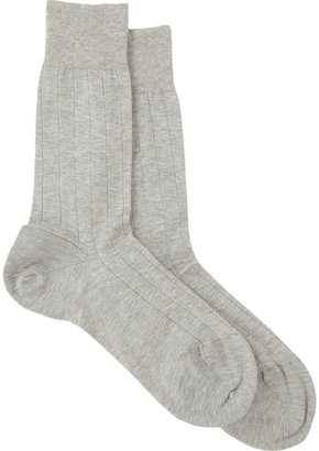 Barneys New York Solid Wide Rib-Knit Mid-Calf Socks
